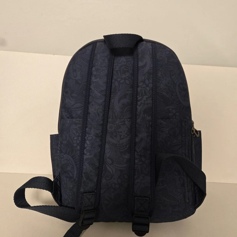 Sakroots Larchmont Divided Eco-Twill Backpack Navy Blue Floral Paisley NEW